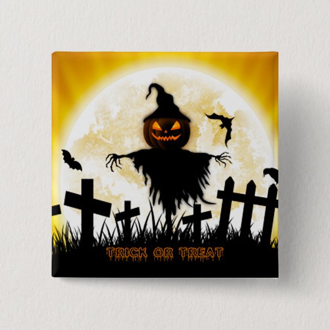 Halloween Square Button/Scarecrow 15 Cm Square Badge (Front)