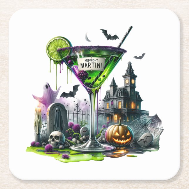 Halloween Square Paper Coaster (Front)