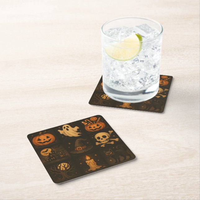 Halloween Square Paper Coaster (Insitu)