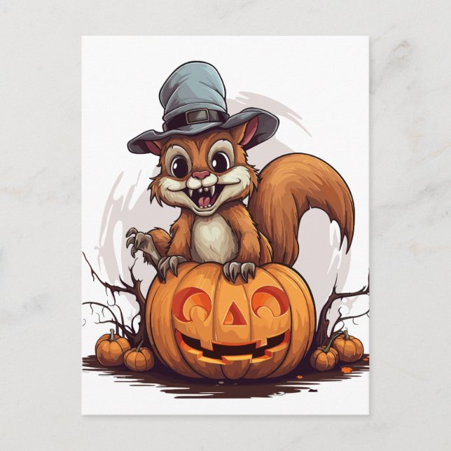 Halloween Squirrel Postcard (Front)