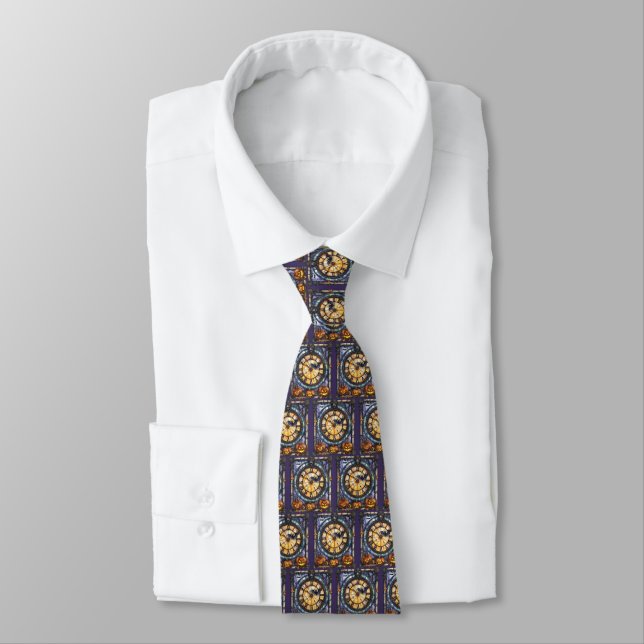 Halloween Stained Glass Steampunk Neck Tie (Tied)