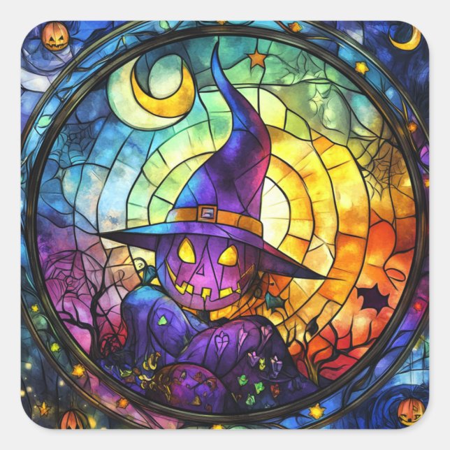 Halloween Stained Glass Steampunk Stickers (Front)