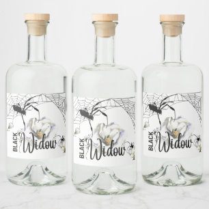 Halloween Stamp Collection "Black Widow" Liquor Bottle Label