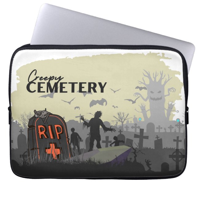 Halloween Stamp Collection "Creepy Cemetery" Laptop Sleeve (Front)