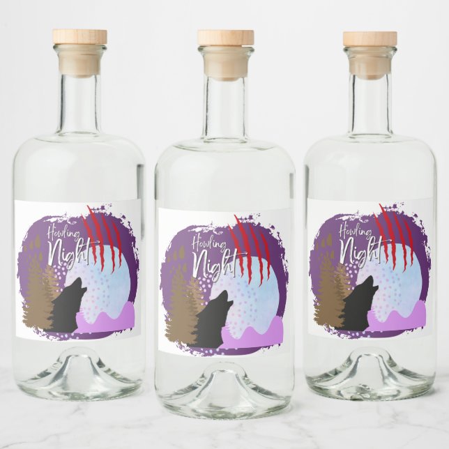 Halloween Stamp Collection "Howling Night" Liquor Bottle Label (Bottles)