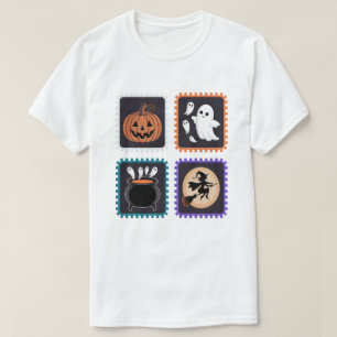 Halloween Stamp Embroidery Design – Pumpkin, Ghost T-Shirt