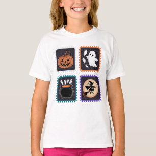 Halloween Stamp Embroidery Design – Pumpkin, Ghost T-Shirt