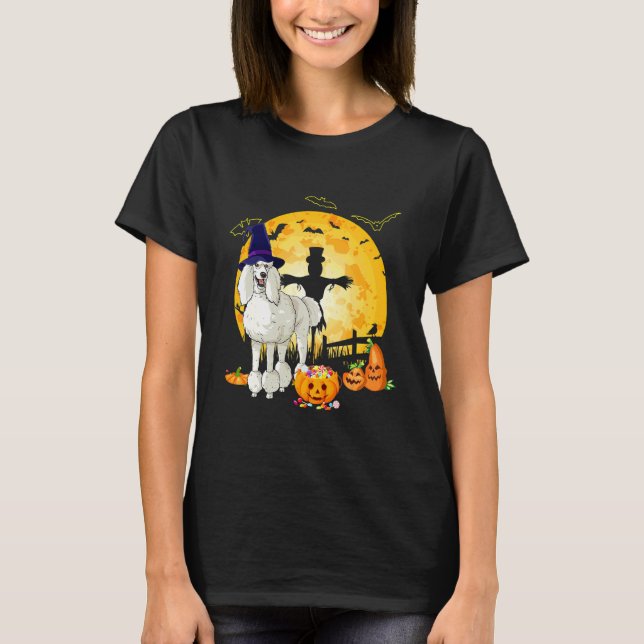 Halloween Standard Poodle Pumpkin Witch T-Shirt (Front)