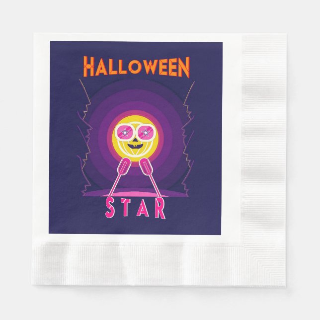 Halloween Star Goggles 31 UK Mic October Pumpkin Napkin (Front)