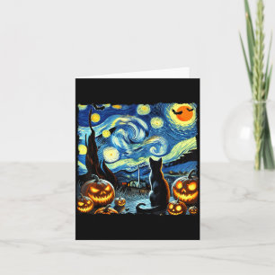 Halloween Starry Art Night Sky Art Black Cat Card