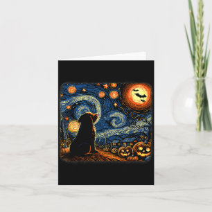 Halloween Starry Art Night Sky Art Black Dog Card