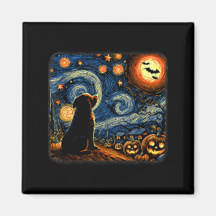 Halloween Starry Art Night Sky Art Black Dog Magnet