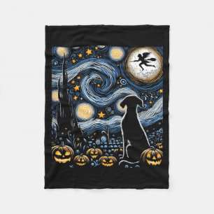 Halloween Starry Art Night Sky Art Dog Pumpkins Fleece Blanket