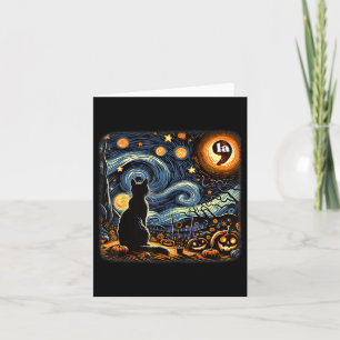 Halloween Starry Night Black Cat Comma La Kamala 1 Card