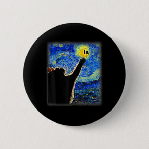 Halloween Starry Night Black Cat Comma La Kamala 6 Cm Round Badge