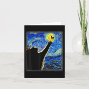 Halloween Starry Night Black Cat Comma La Kamala  Card