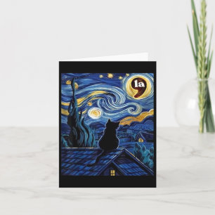 Halloween Starry Night Black Cat Comma La Kamala H Card
