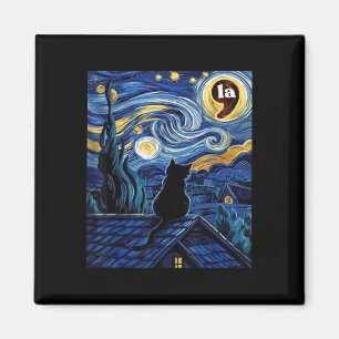 Halloween Starry Night Black Cat Comma La Kamala H Magnet