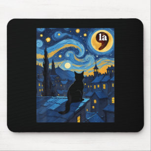 Halloween Starry Night Black Cat Comma La Kamala H Mouse Mat