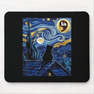 Halloween Starry Night Black Cat Comma La Kamala H Mouse Mat