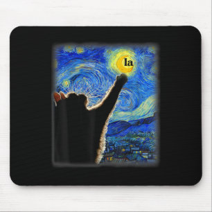 Halloween Starry Night Black Cat Comma La Kamala Mouse Mat