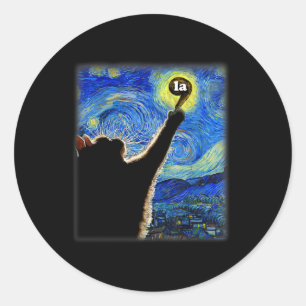 Halloween Starry Night Cat Comma La Kamala Harris Classic Round Sticker