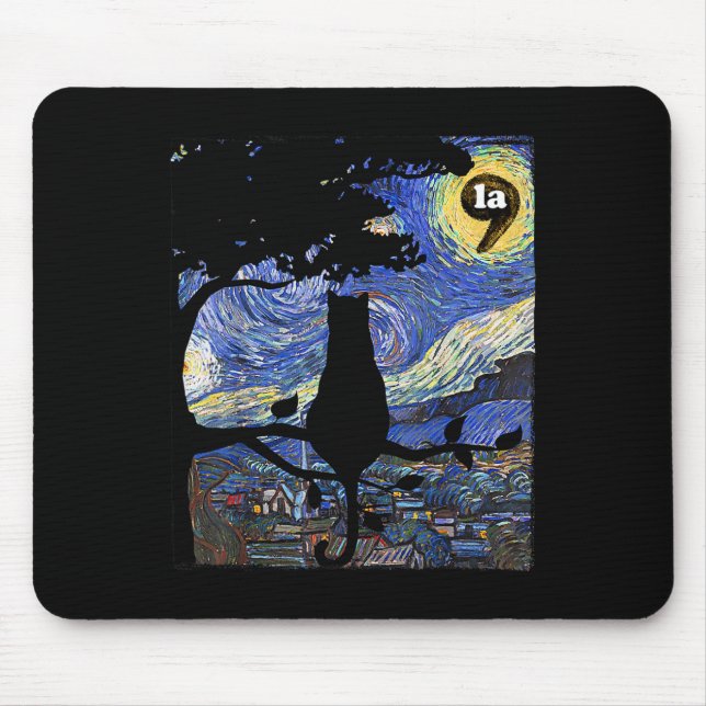 Halloween Starry Night Cat Comma La Kamala Harris  Mouse Mat (Front)