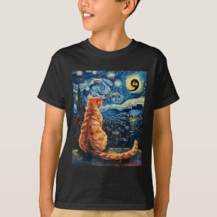 Halloween Starry Night Cat Comma La Kamala Harris T-Shirt