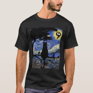 Halloween Starry Night Cat Comma La Kamala Harris T-Shirt