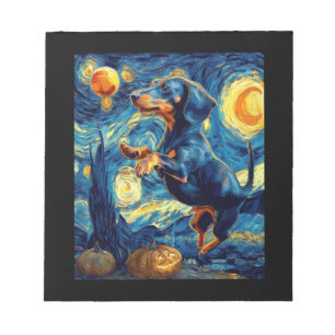 Halloween Starry Night Puppy Dachshund Notepad