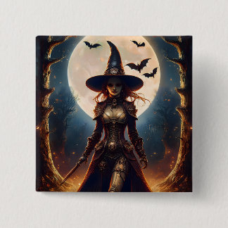 Halloween Steampunk Forest Witch 15 Cm Square Badge