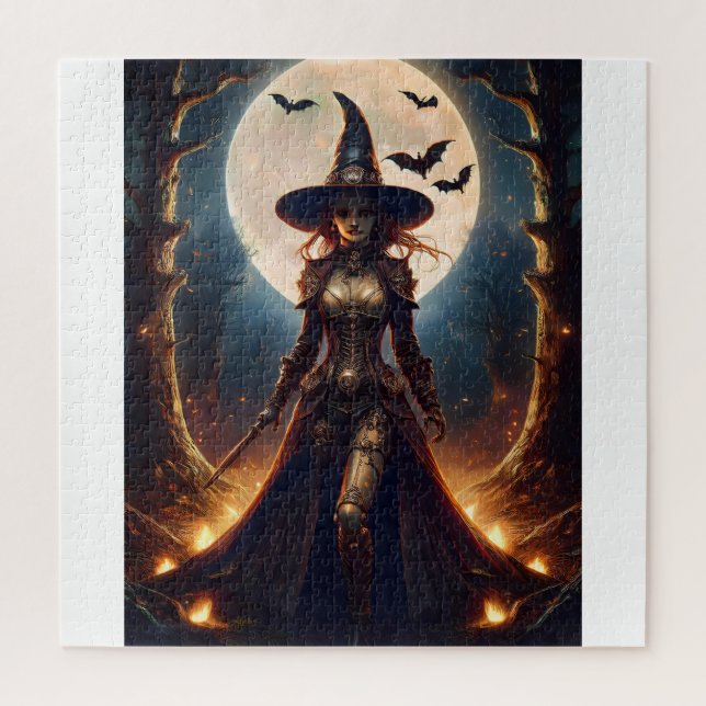 Halloween Steampunk Forest Witch Jigsaw Puzzle (Vertical)
