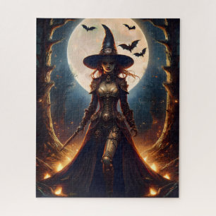 Halloween Steampunk Forest Witch Jigsaw Puzzle