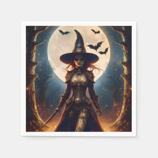 Halloween Steampunk Forest Witch Napkin
