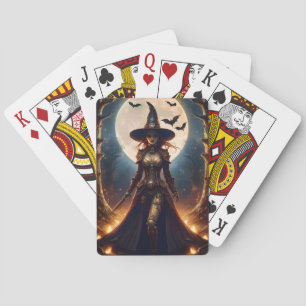 Halloween Steampunk Forest Witch Playing Cards