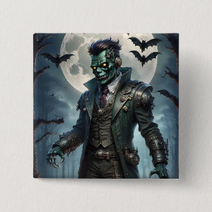 Halloween Steampunk Frankenstein's Monster 15 Cm Square Badge