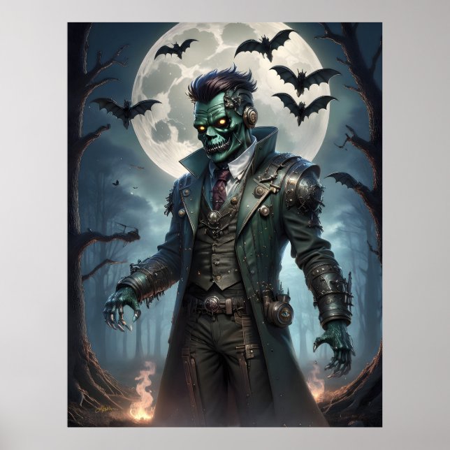 Halloween Steampunk Frankenstein's Monster Poster (Front)