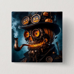 Halloween Steampunk Gothic Jack-O-Lantern 15 Cm Square Badge