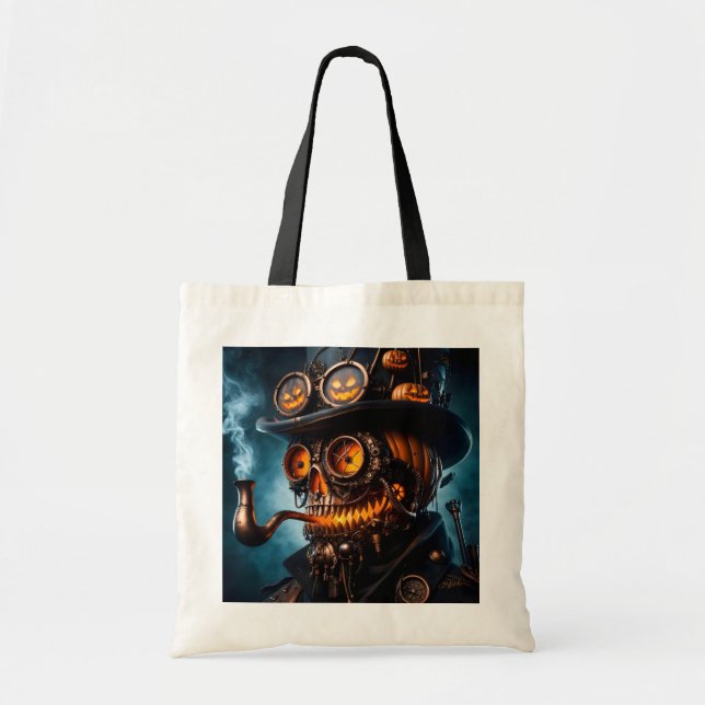Halloween Steampunk Gothic Jack-O-Lantern Tote Bag (Front)