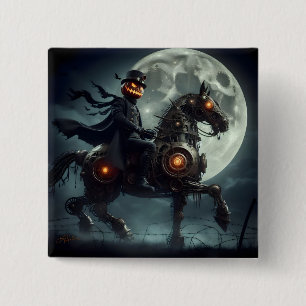 Halloween Steampunk Headless Horseman 15 Cm Square Badge
