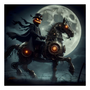 Halloween Steampunk Headless Horseman Poster