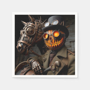 Halloween Steampunk Jack-O-Lantern Horseman Napkin