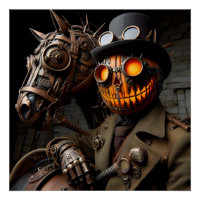 Halloween Steampunk Jack-O-Lantern Horseman