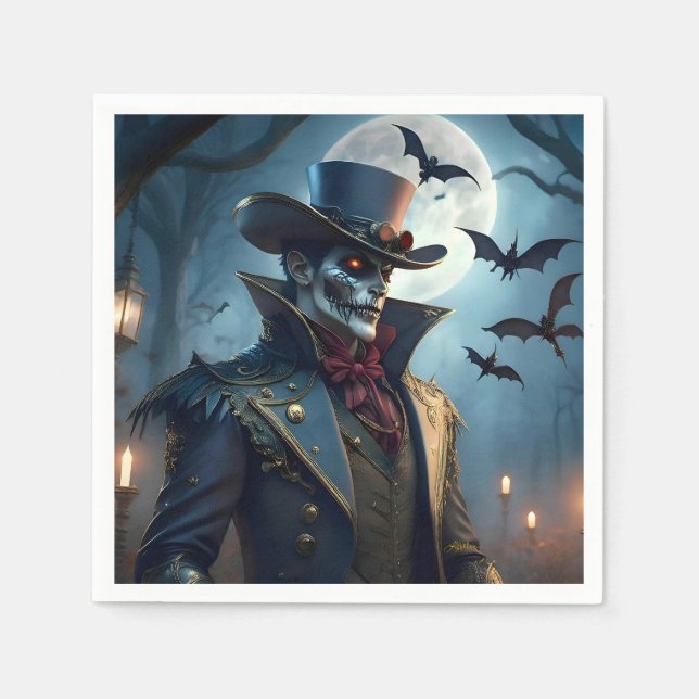 Halloween Steampunk Southern Gentleman Zombie Napkin (Front)