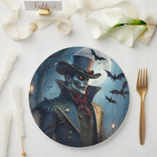 Halloween Steampunk Southern Gentleman Zombie Paper Plate
