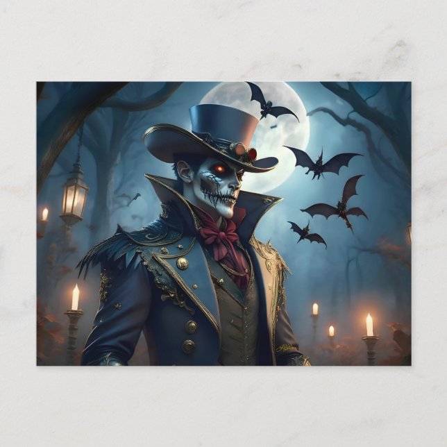 Halloween Steampunk Southern Gentleman Zombie Postcard (Front)