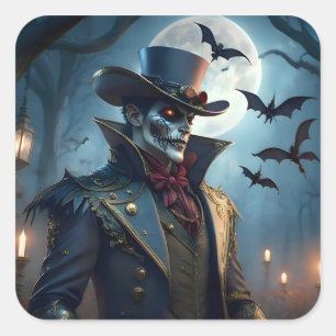 Halloween Steampunk Southern Gothic Zombie Square Sticker