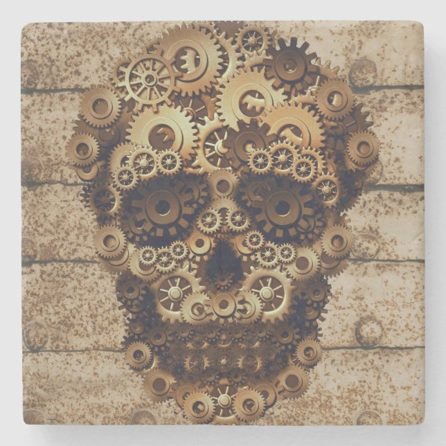 Halloween Steampunk Stone Coaster (Front)