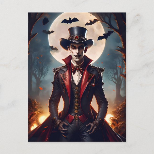 Halloween Steampunk Vampire Zombie Postcard (Front)