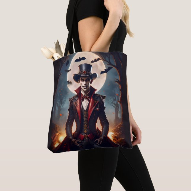 Halloween Steampunk Vampire Zombie Tote Bag (Close Up)